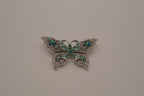Vintage Green filigree butterfly brooch