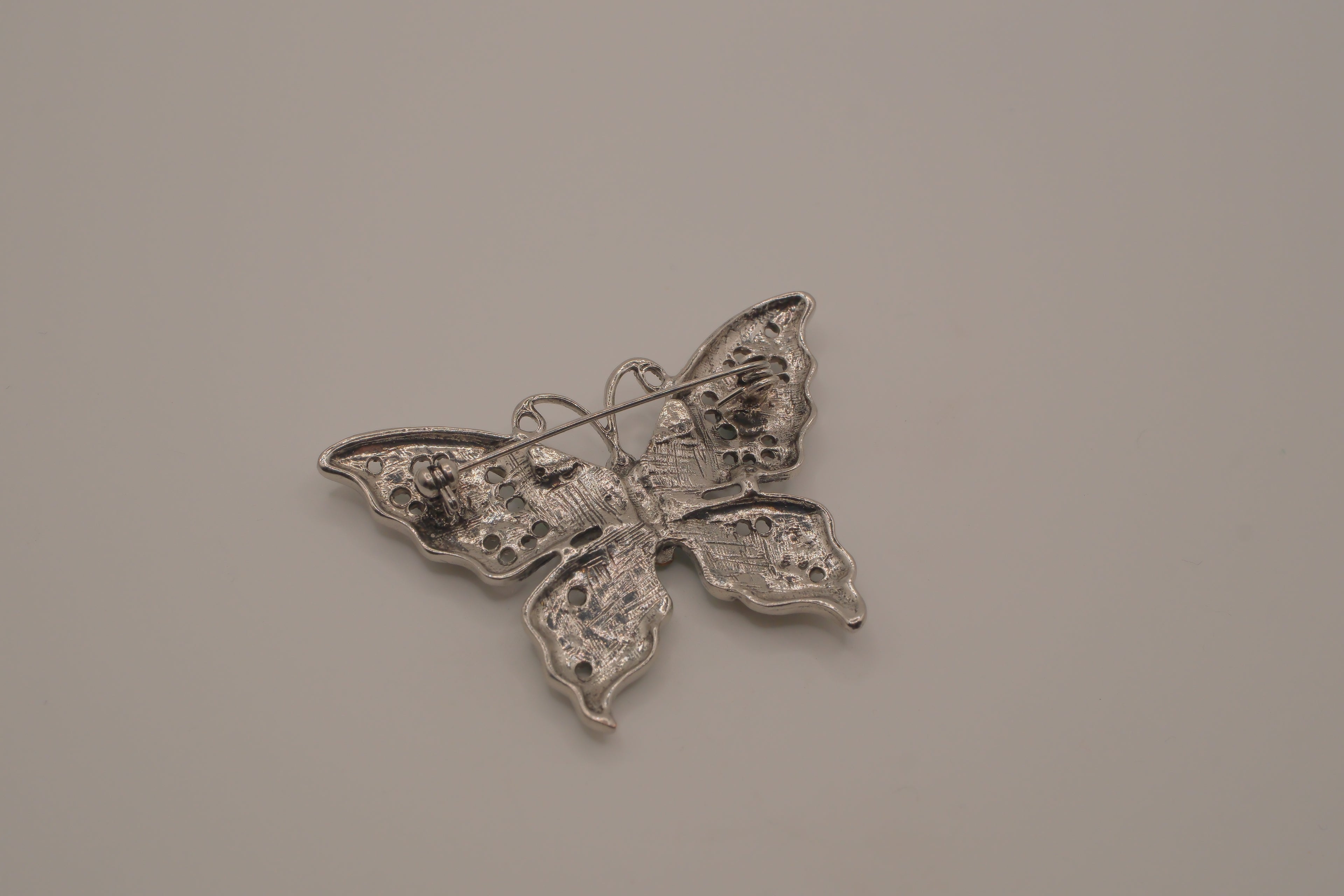 Vintage Green filigree butterfly brooch