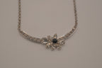 Vintage silver tone rhinestone flower necklace