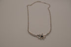 Vintage silver tone rhinestone flower necklace