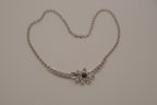 Vintage silver tone rhinestone flower necklace