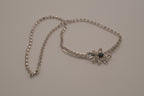 Vintage silver tone rhinestone flower necklace