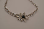 Vintage silver tone rhinestone flower necklace