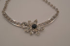 Vintage silver tone rhinestone flower necklace