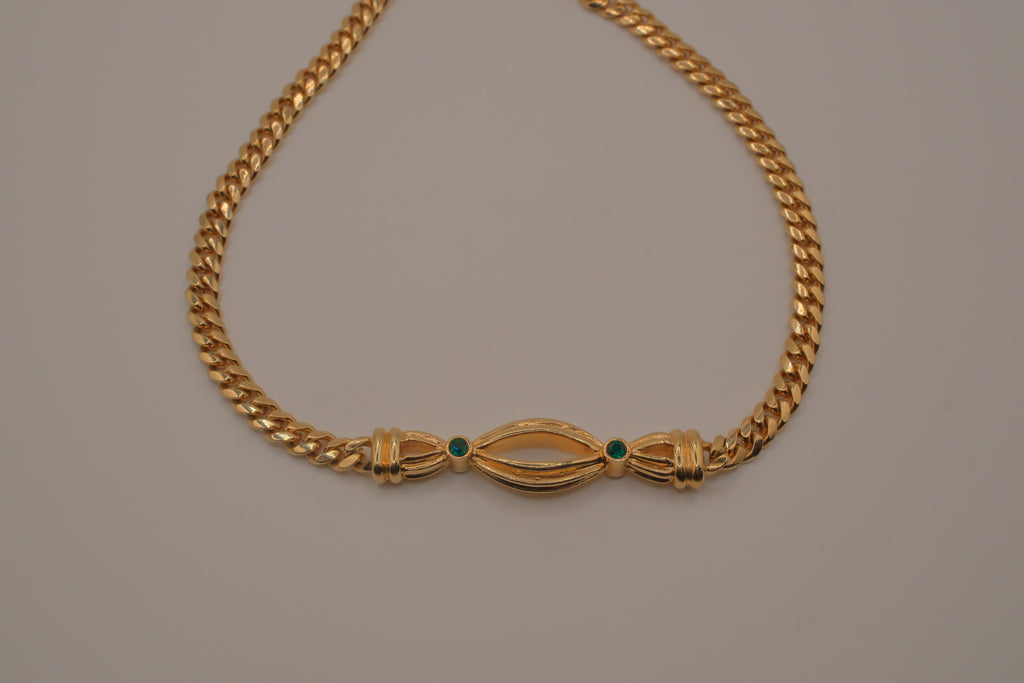 Reworked vintage-style gold curb choker necklace