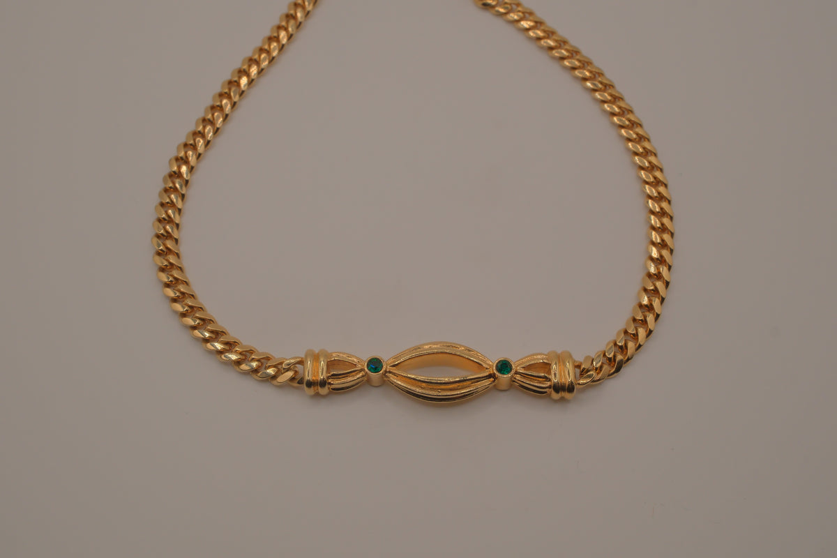 Reworked vintage-style gold curb choker necklace