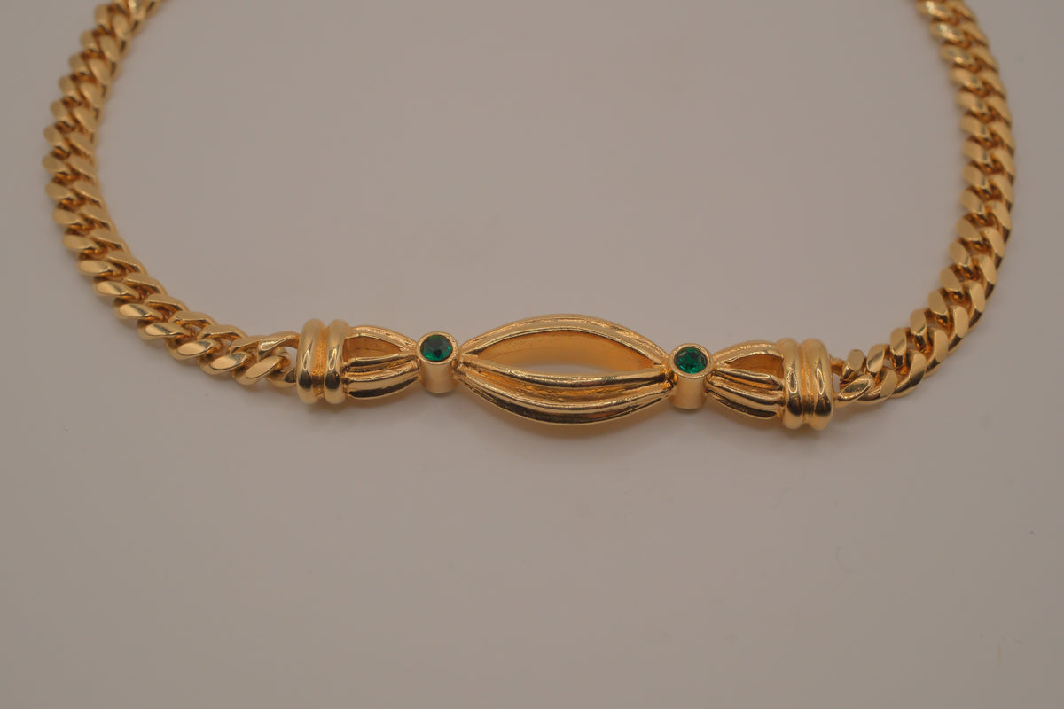 Reworked vintage-style gold curb choker necklace