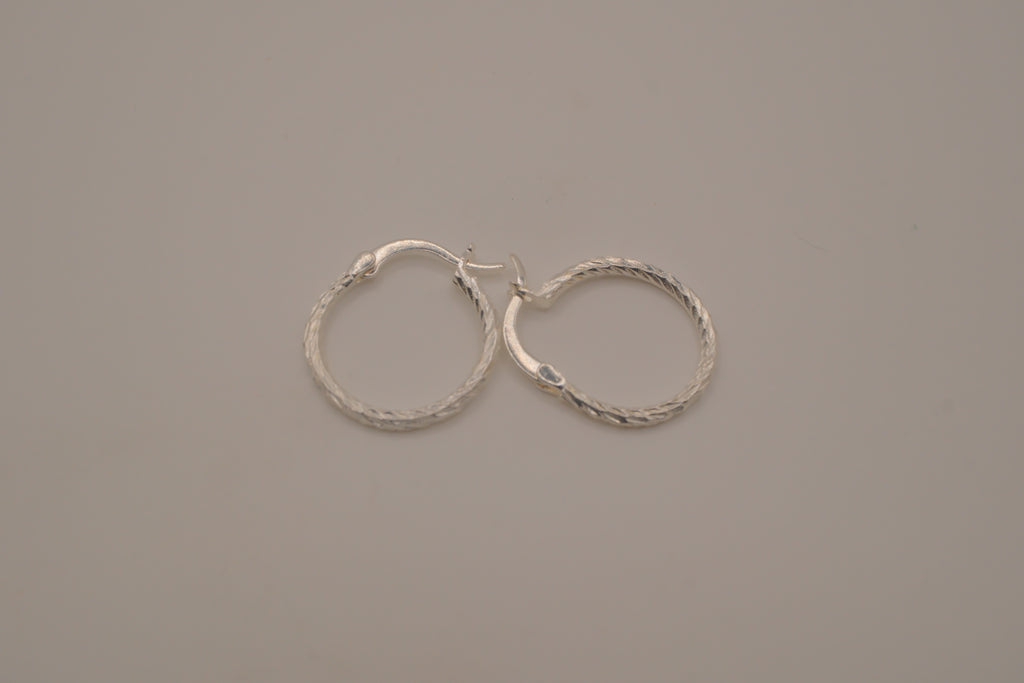 Diamond-cut sterling silver hoop earrings