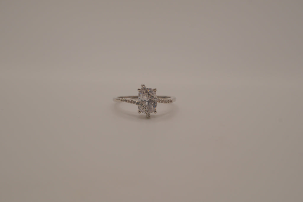 Sterling silver bypass crossover ring