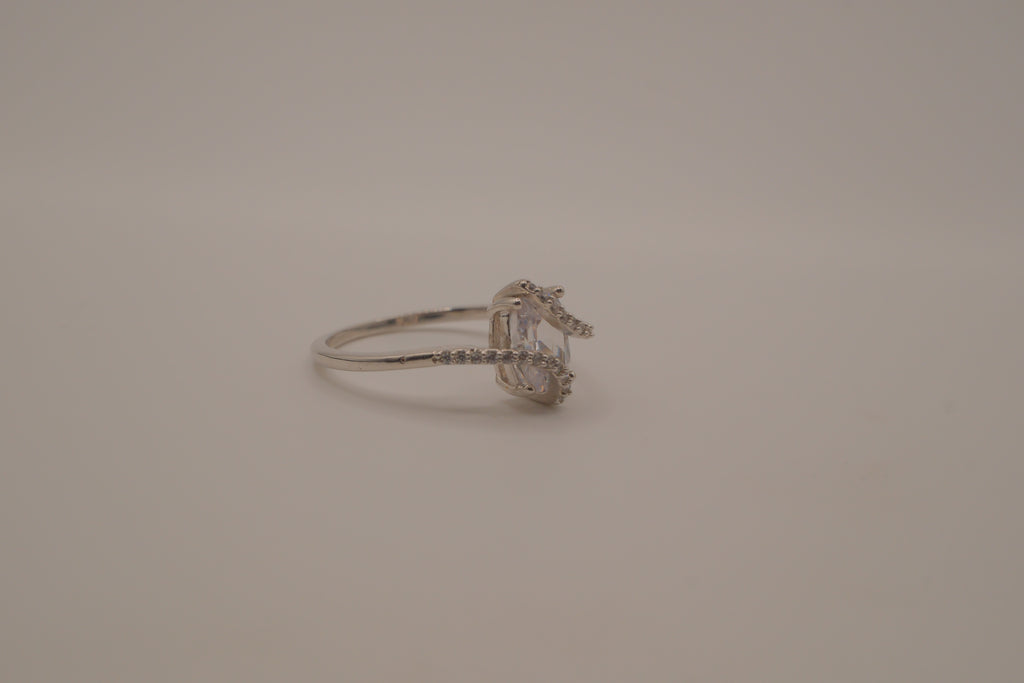 Sterling silver bypass crossover ring