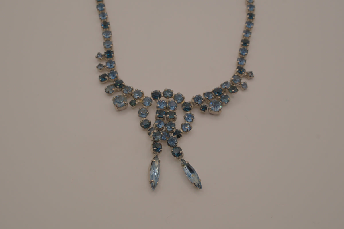 Vintage Blue rhinestone choker necklace