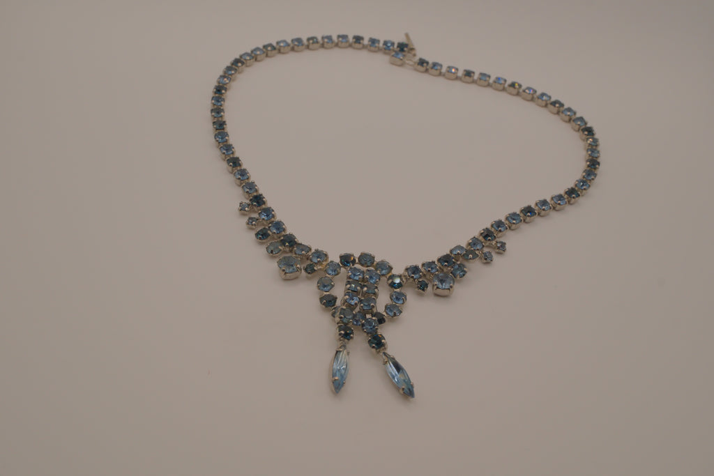 Vintage Blue rhinestone choker necklace