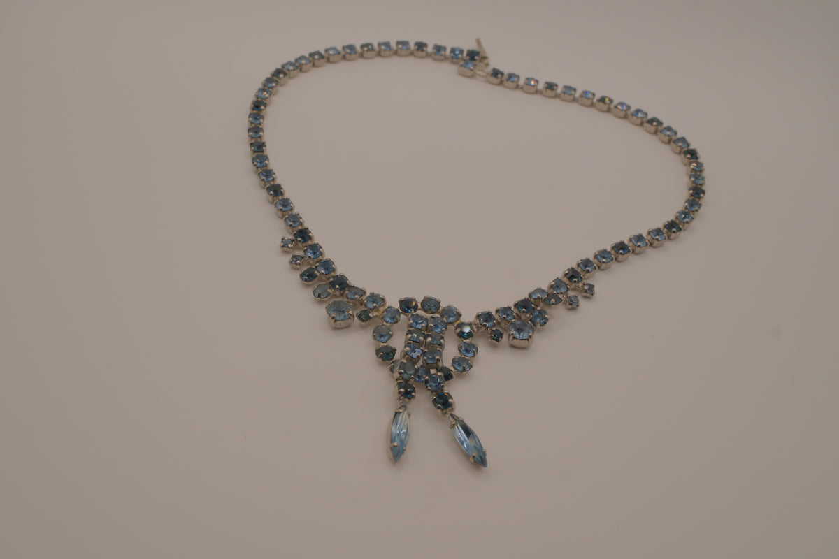 Vintage Blue rhinestone choker necklace