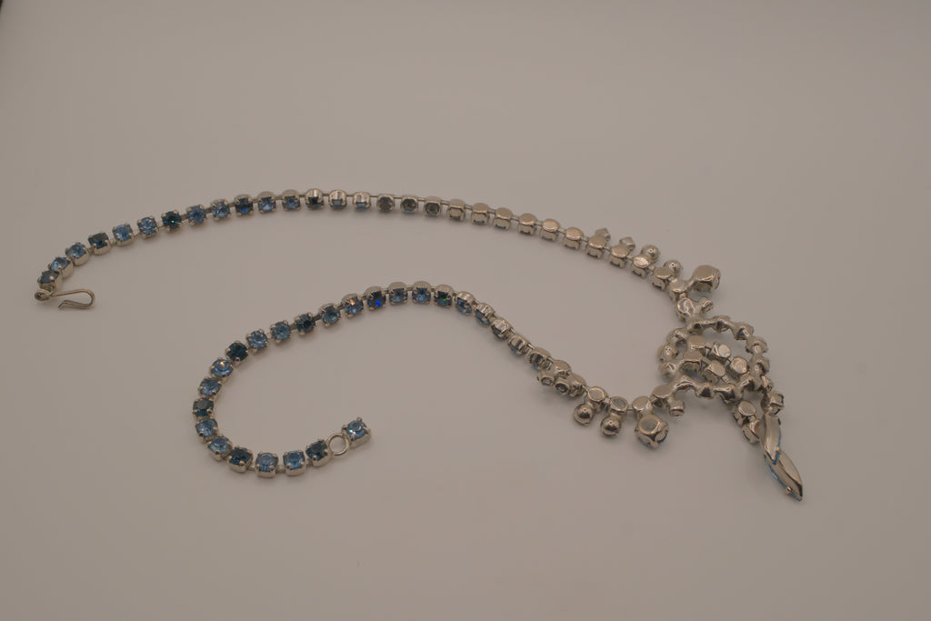Vintage Blue rhinestone choker necklace
