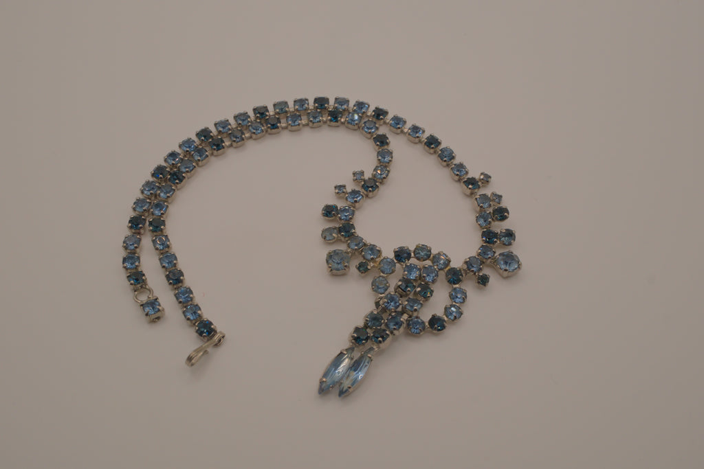 Vintage Blue rhinestone choker necklace