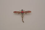 Vintage vibrant red Rhinestones dragonfly brooch