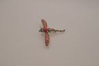 Vintage vibrant red Rhinestones dragonfly brooch