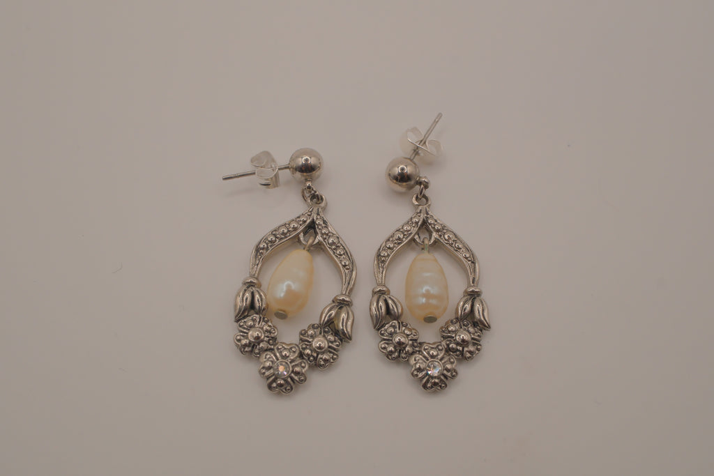 Avon "Romantic Renaissance" silver-tone drop earrings