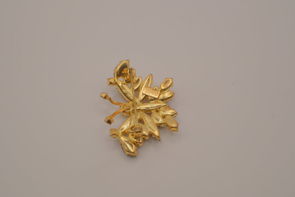 Amber rhinestone butterfly brooch&nbsp;