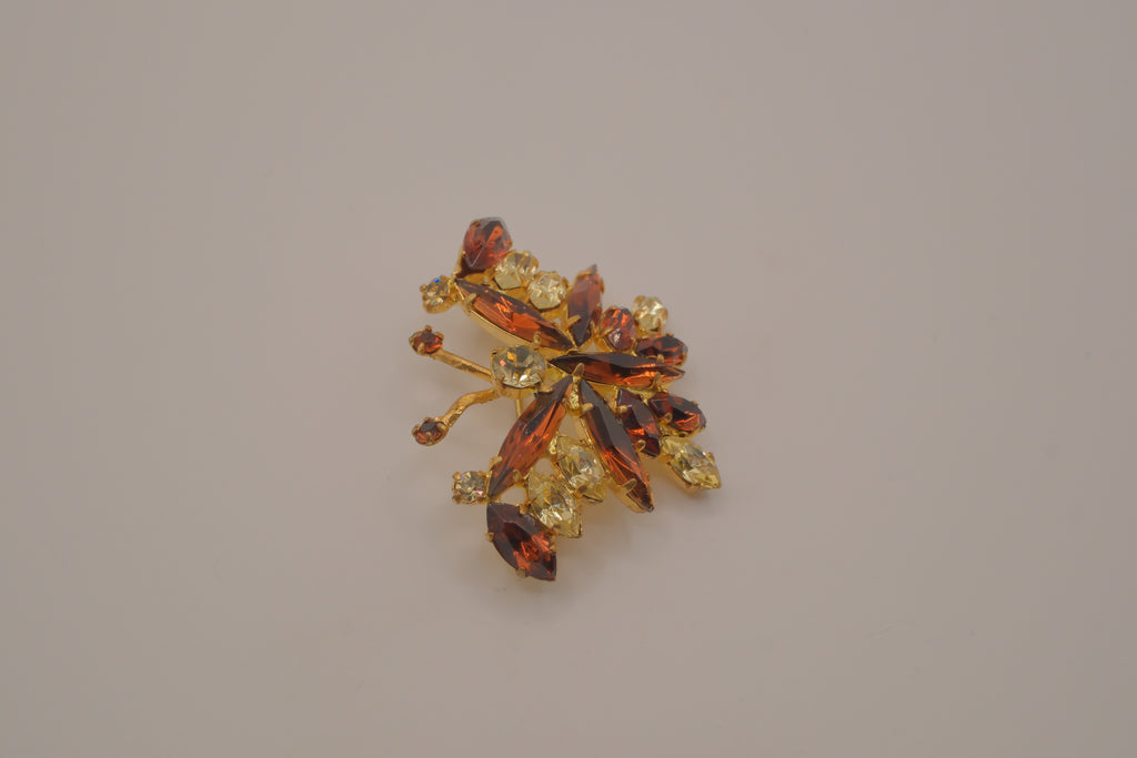 Amber rhinestone butterfly brooch&nbsp;