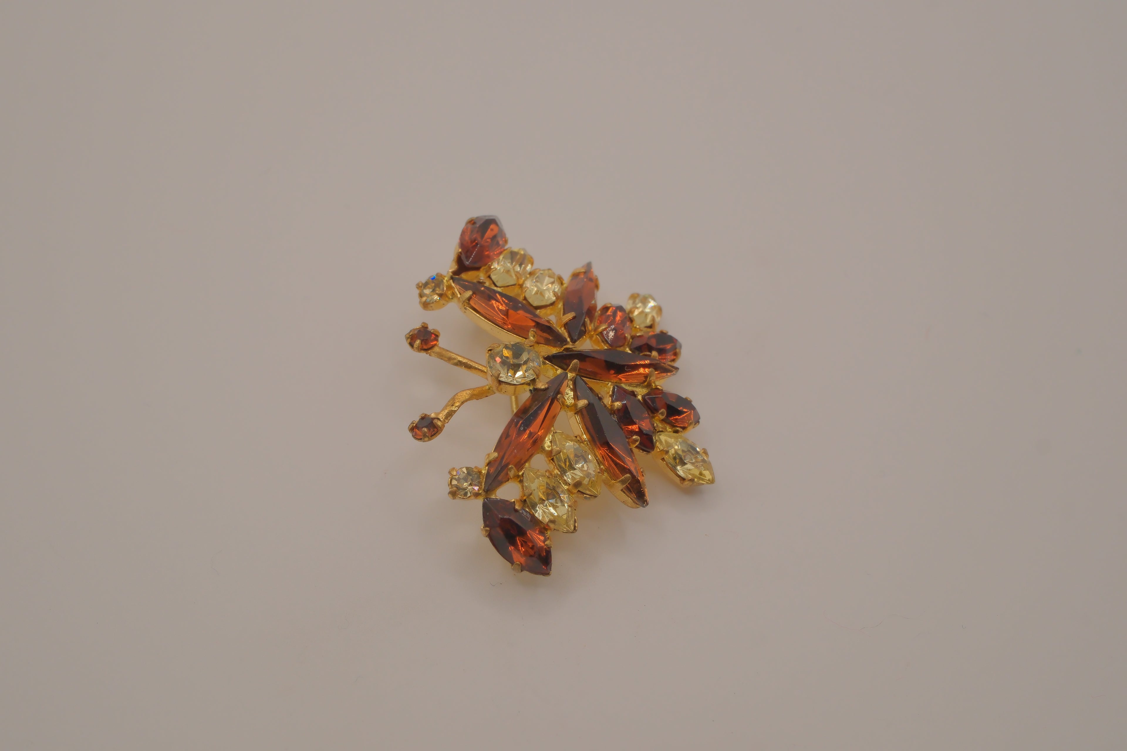 Amber rhinestone butterfly brooch&nbsp;