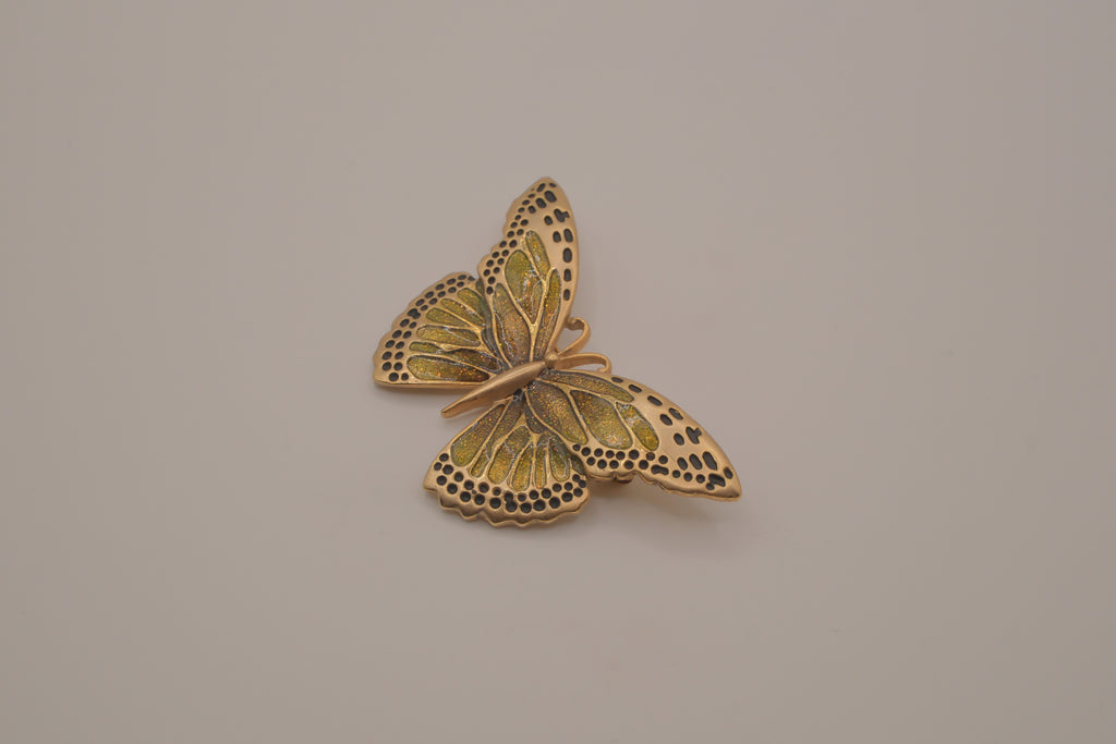Vintage enamel butterfly brooch pin