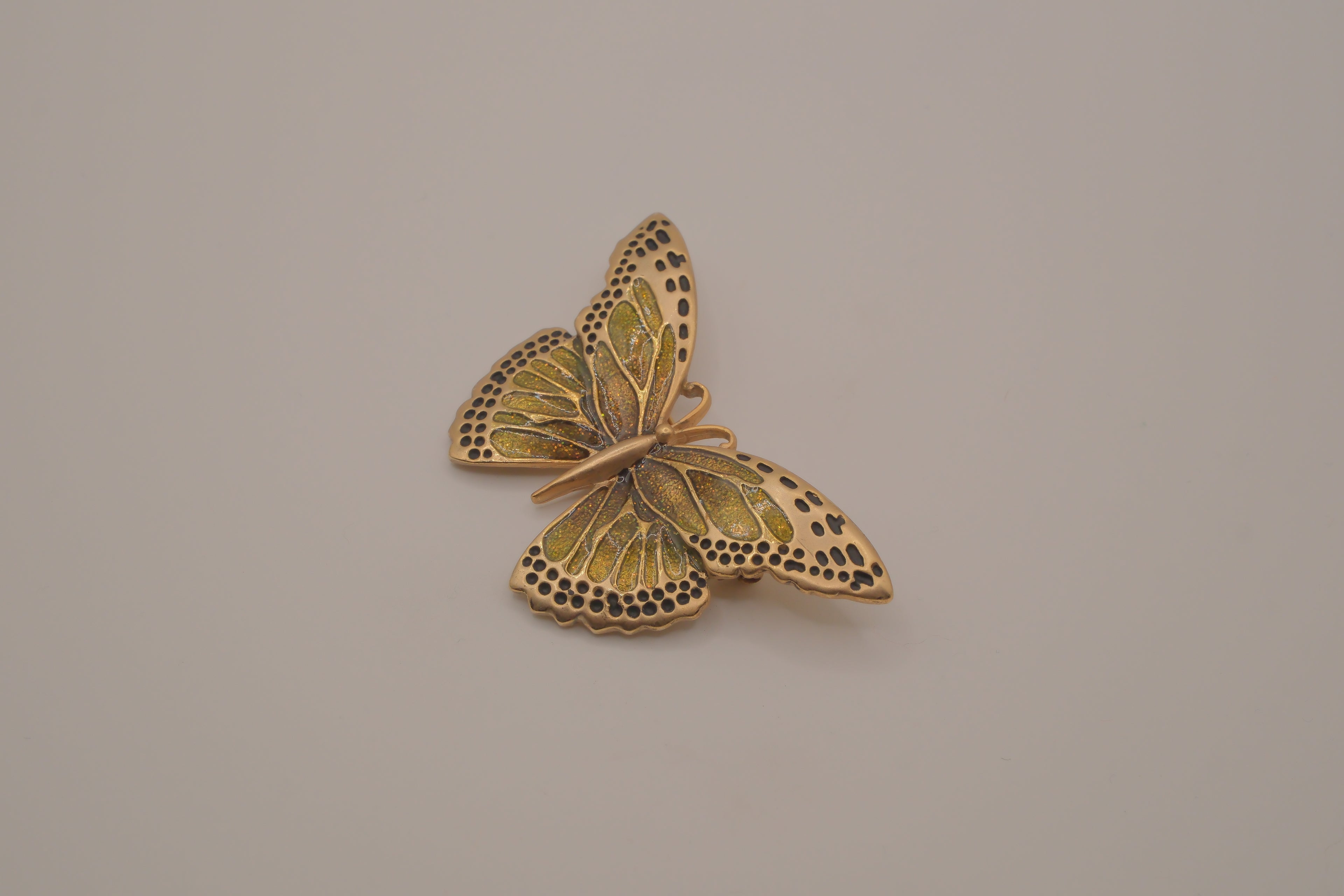 Vintage enamel butterfly brooch pin