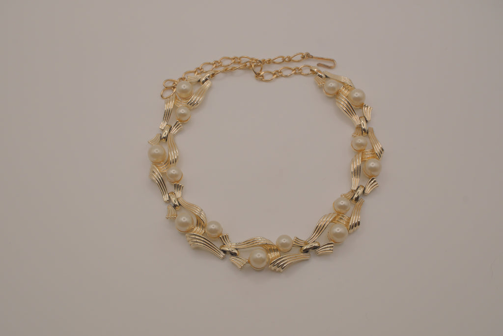 Lisner mid-century faux pearl link choker necklace
