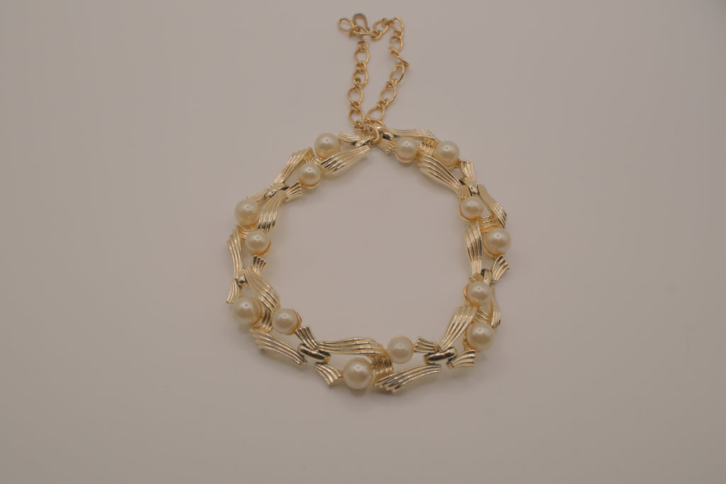 Lisner mid-century faux pearl link choker necklace