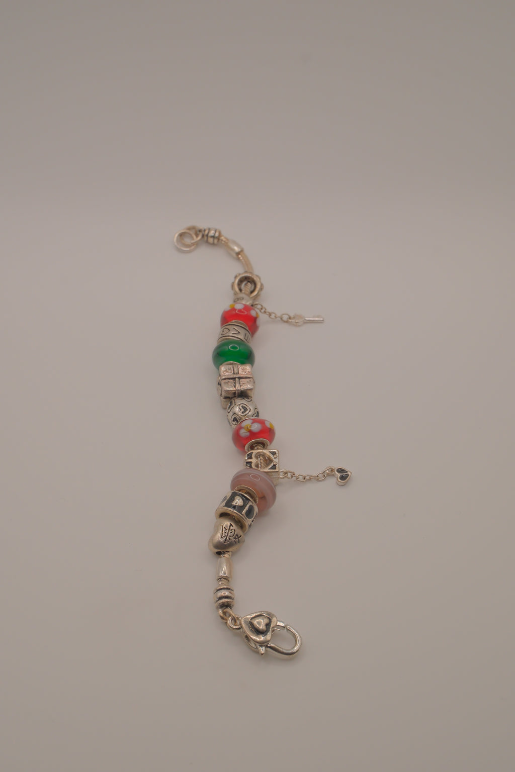 Pandora style Silver tone modular charm bracelet