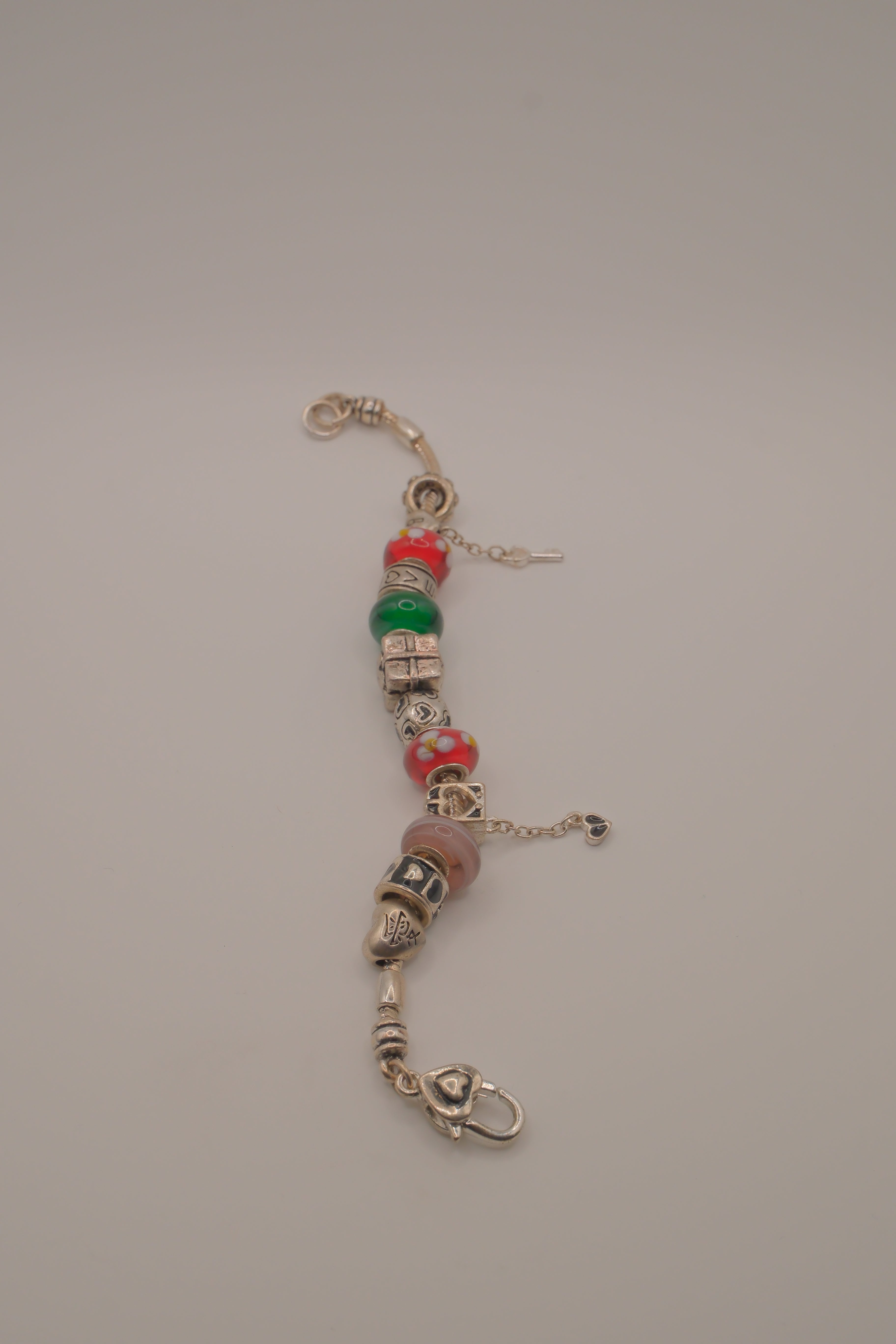Pandora style Silver tone modular charm bracelet