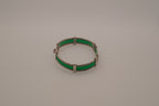 Vintage green enamel and silver panel link bracelet