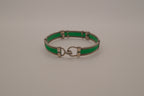 Vintage green enamel and silver panel link bracelet