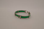 Vintage green enamel and silver panel link bracelet