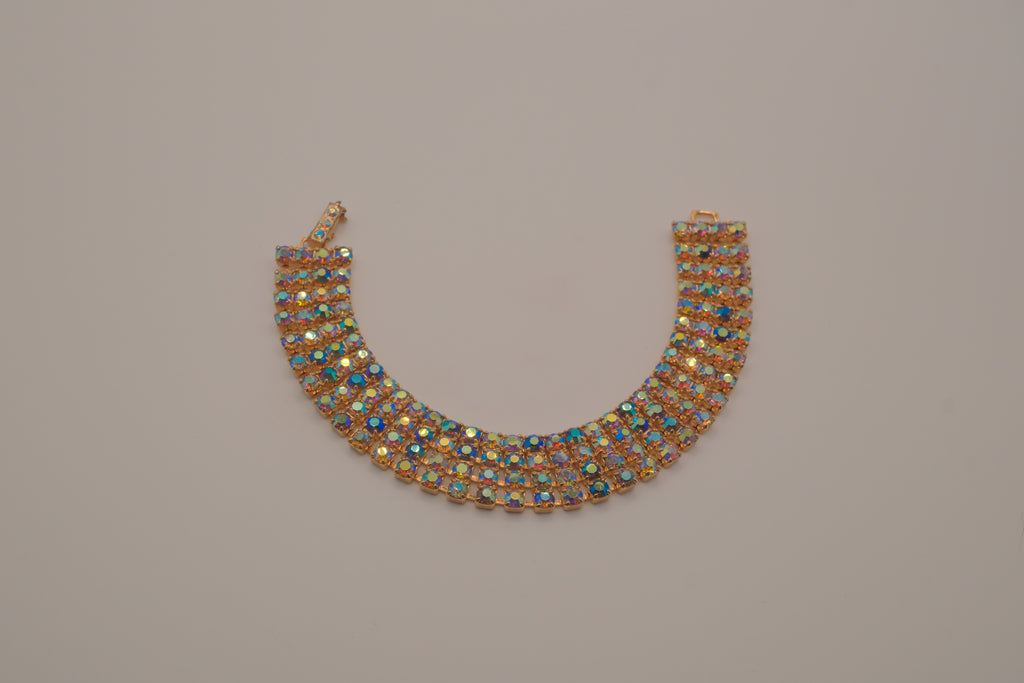 Vintage multi-strand Aurora Borealis (AB) rhinestone bracelet