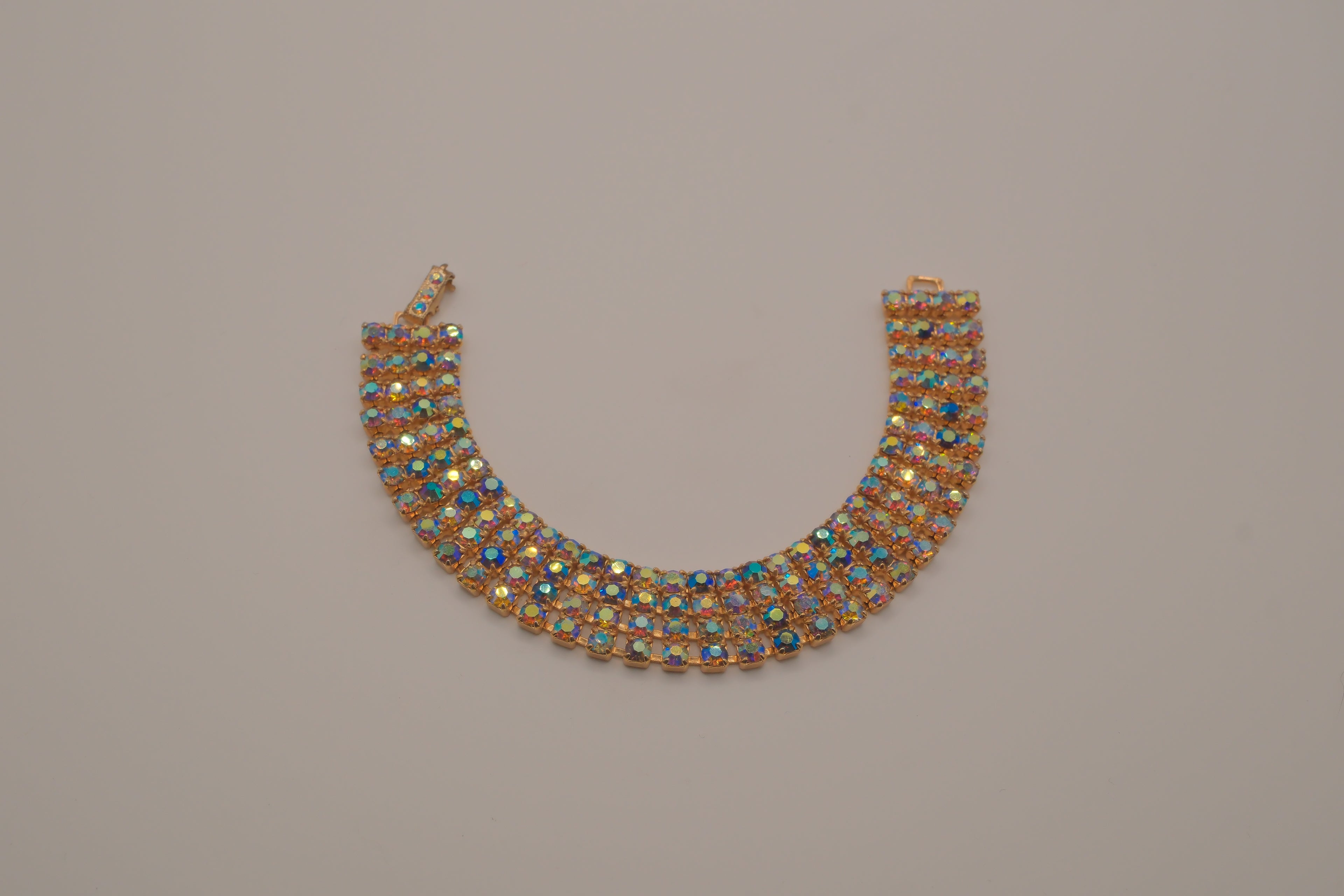 Vintage multi-strand Aurora Borealis (AB) rhinestone bracelet