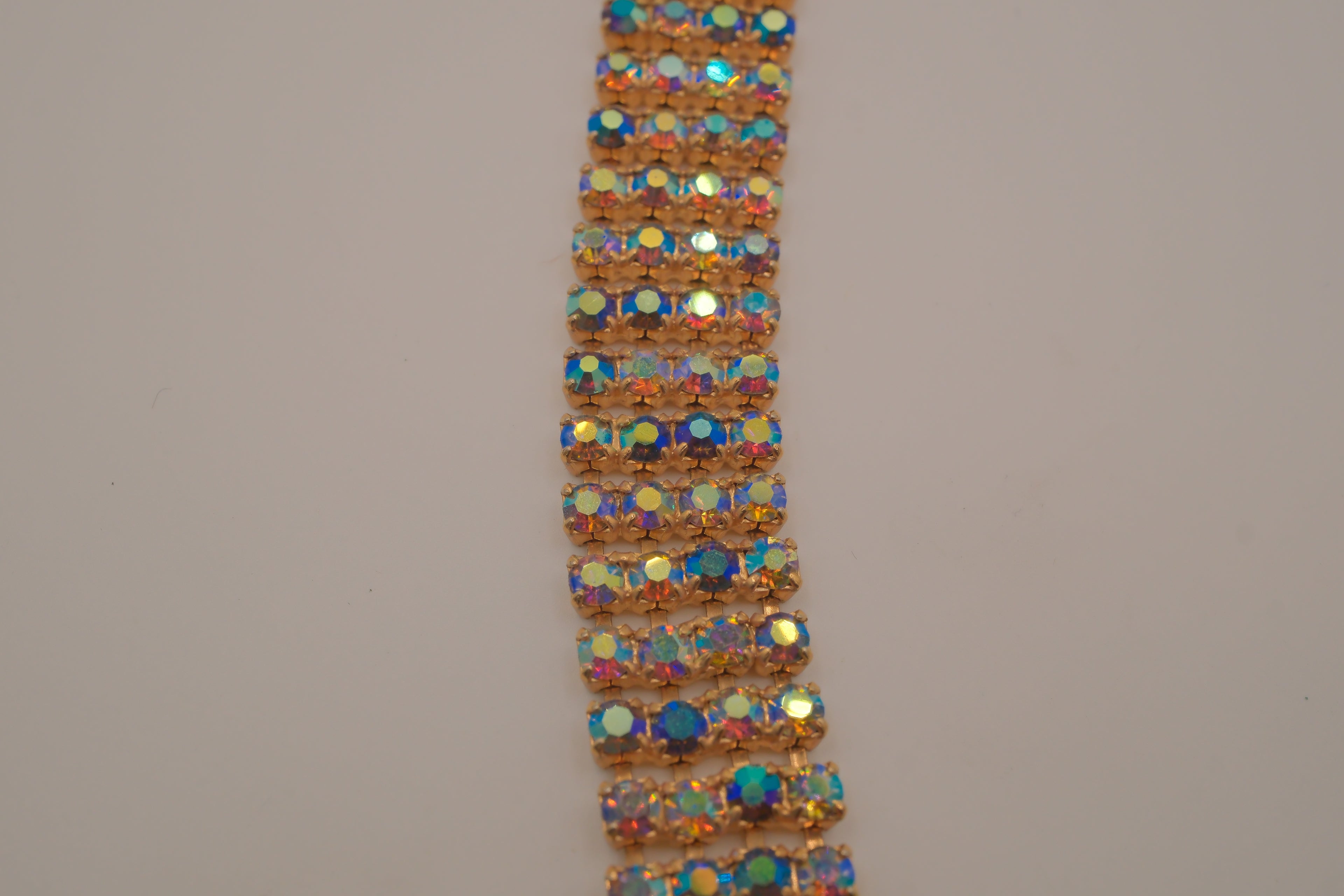 Vintage multi-strand Aurora Borealis (AB) rhinestone bracelet