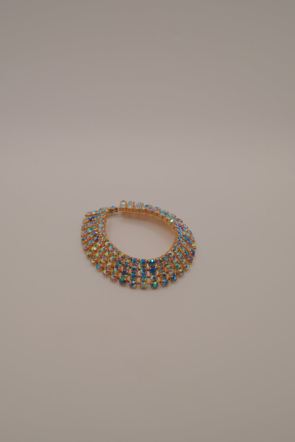 Vintage multi-strand Aurora Borealis (AB) rhinestone bracelet