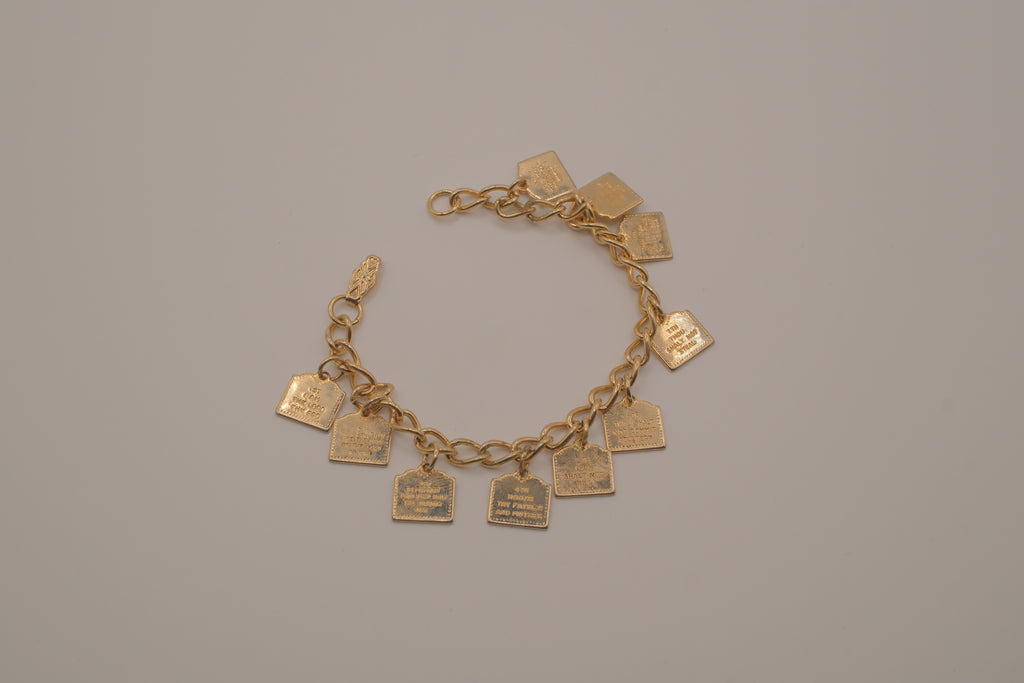 Vintage gold-tone Ten Commandments charm bracelet