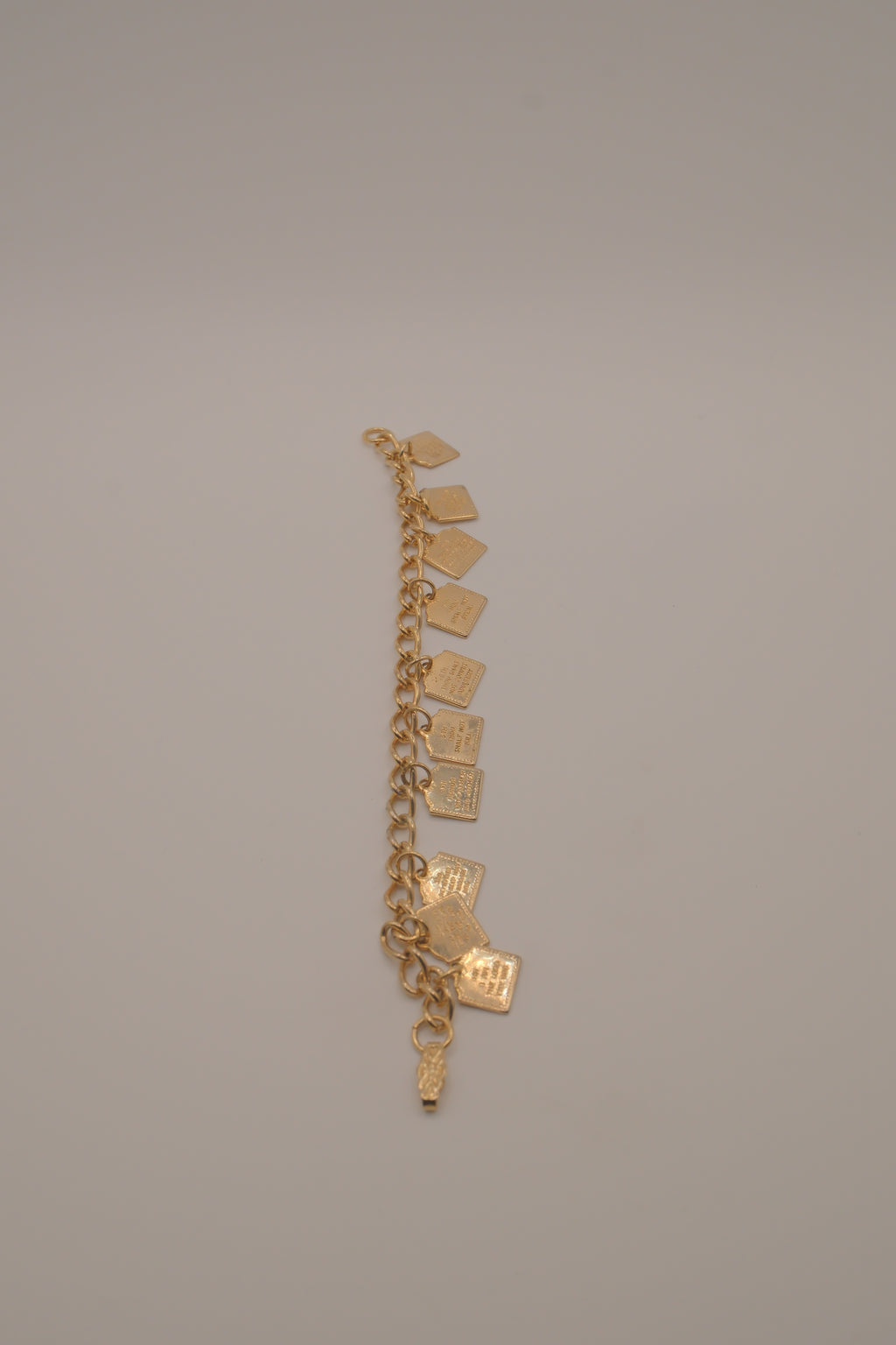 Vintage gold-tone Ten Commandments charm bracelet