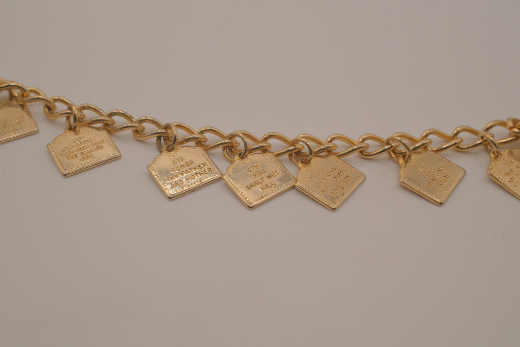 Vintage gold-tone Ten Commandments charm bracelet