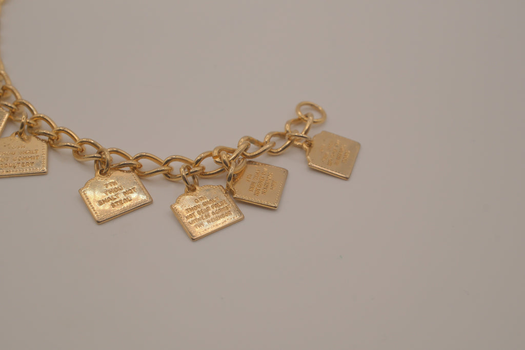 Vintage gold-tone Ten Commandments charm bracelet