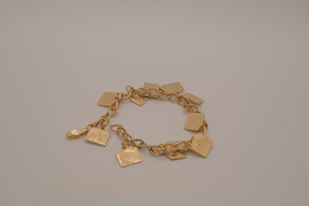 Vintage gold-tone Ten Commandments charm bracelet