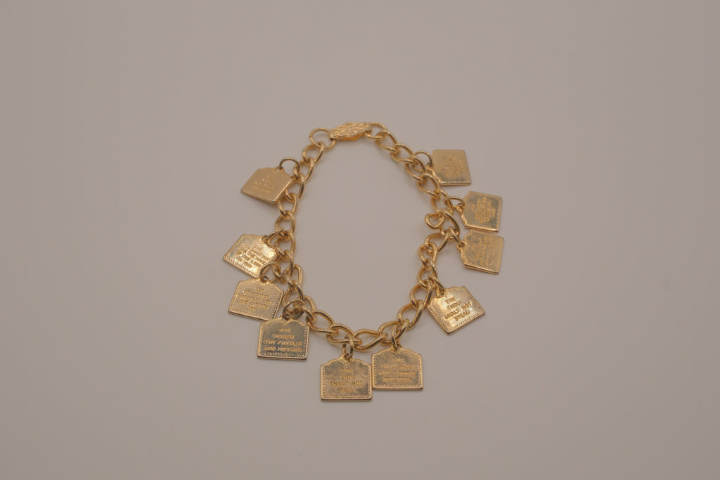 Vintage gold-tone Ten Commandments charm bracelet