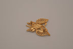 Vintage crushed jade gold-tone butterfly brooch