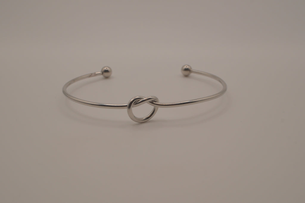 Minimalist silver love knot cuff bracelet