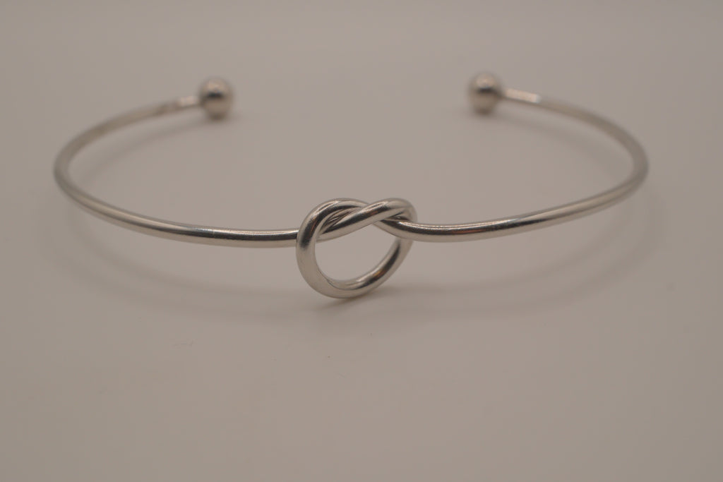 Minimalist silver love knot cuff bracelet