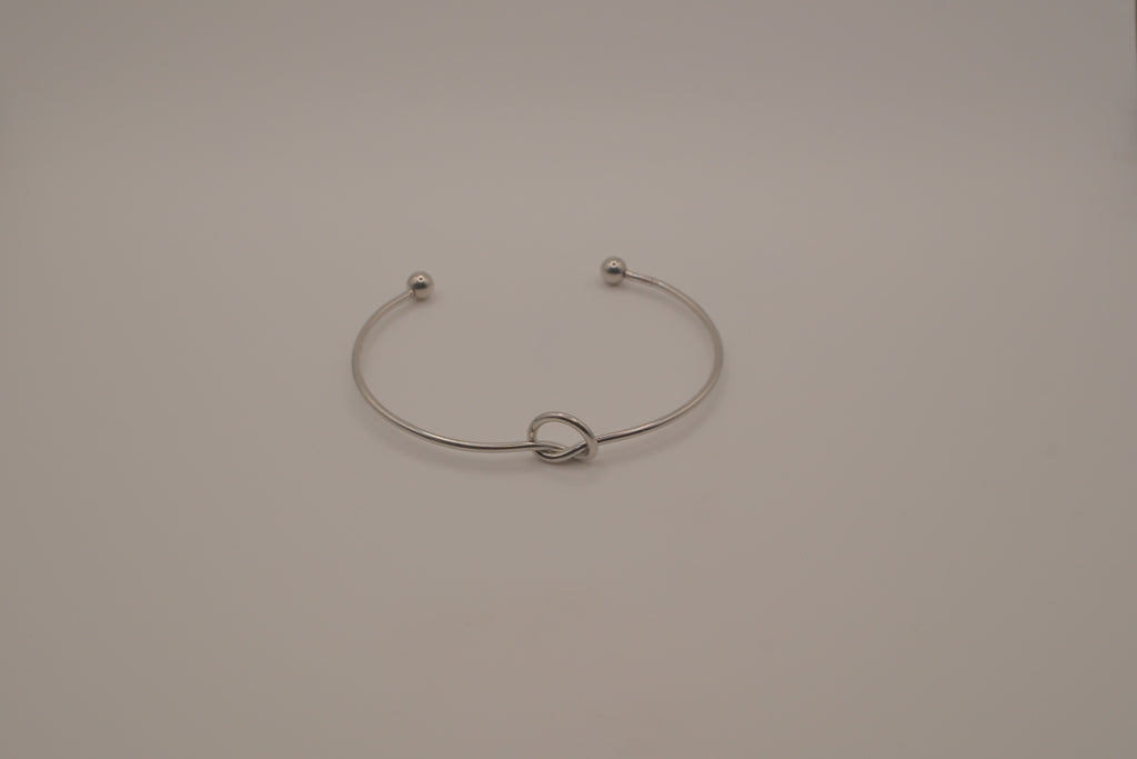 Minimalist silver love knot cuff bracelet