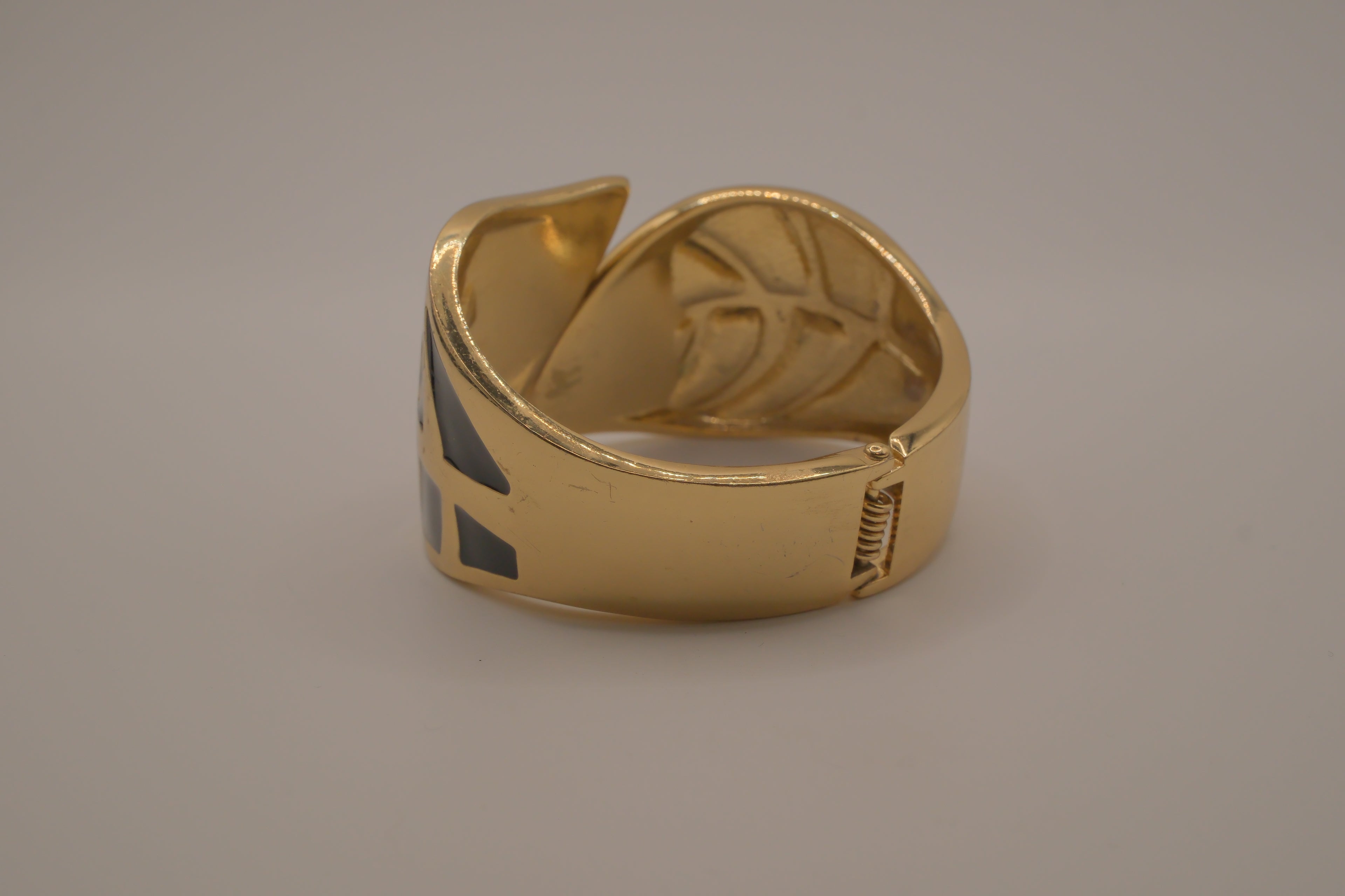 Black Enamel Leaf Cuff Bracelet
