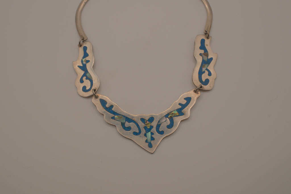 Vintage Mexican Alpaca silver collar necklace